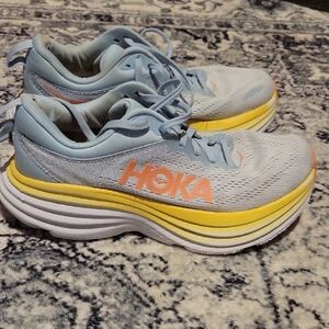 Hoka Women's Light Blue and Yellow Athletic Shoes
